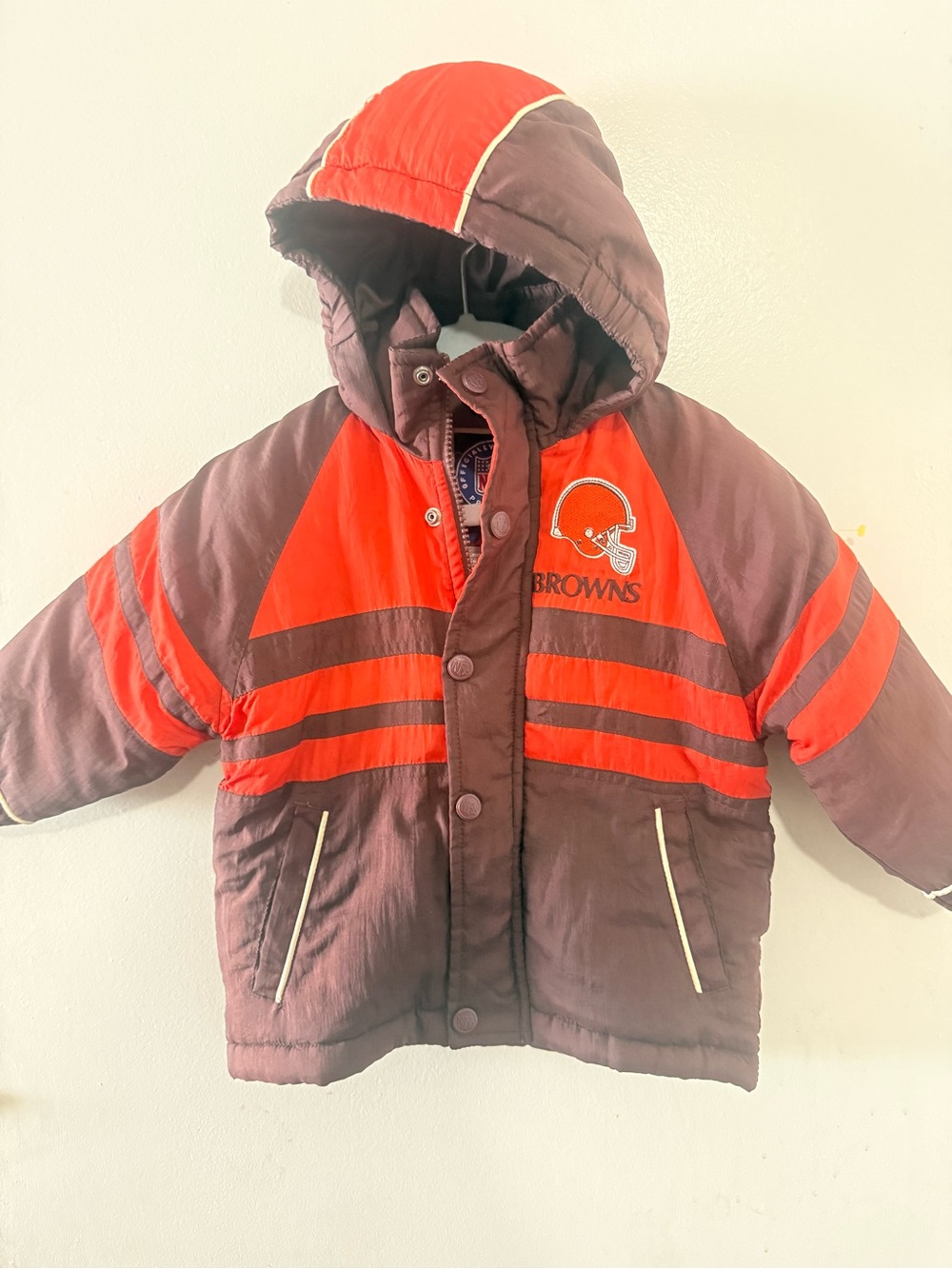 NFL Kids Hooded Puffer Jacket - Orange & Brown